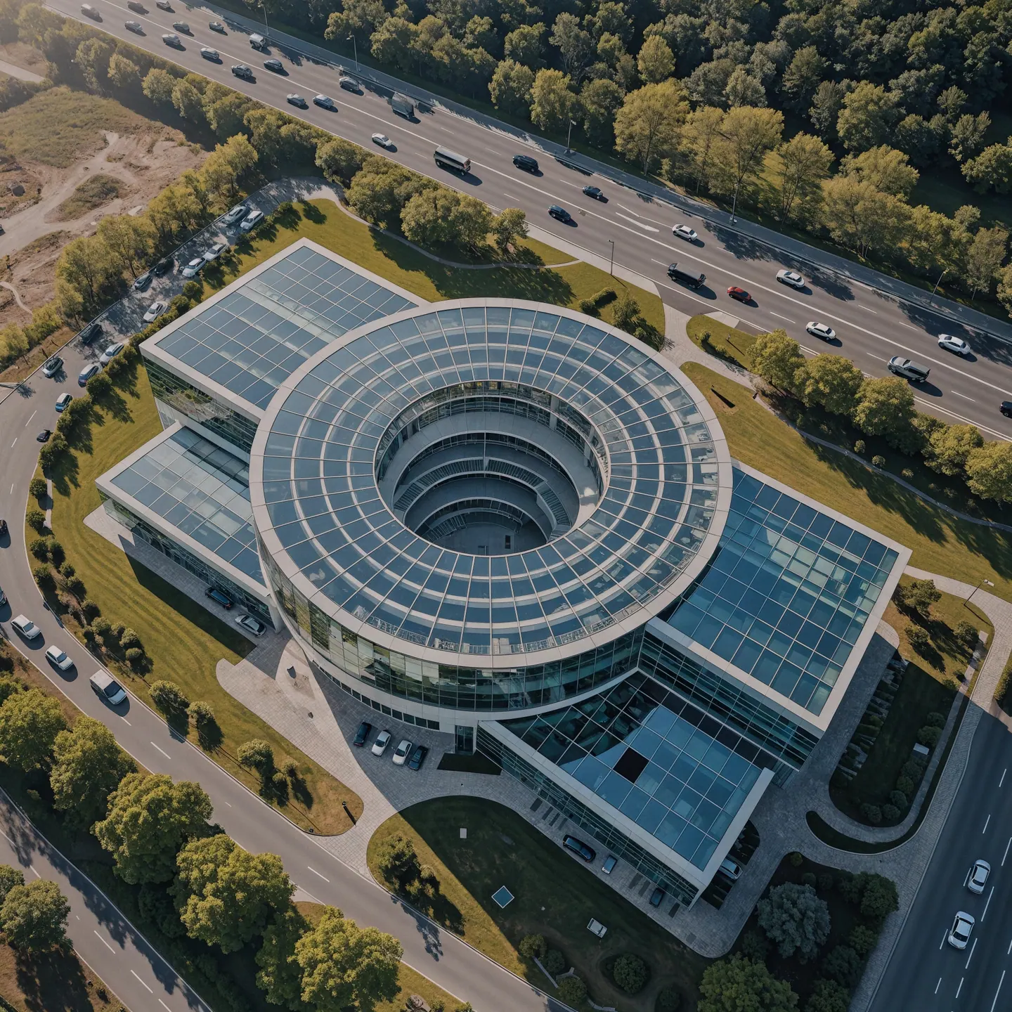 Aerial view of Elendil's circular headquarters campus